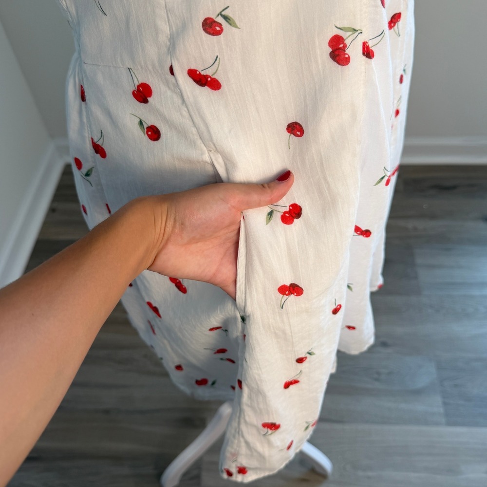 Abercrombie Kids Cherry Print Dress Kids 17/18 White‎ Cotton Pockets Cottagecore - Picture 10 of 10